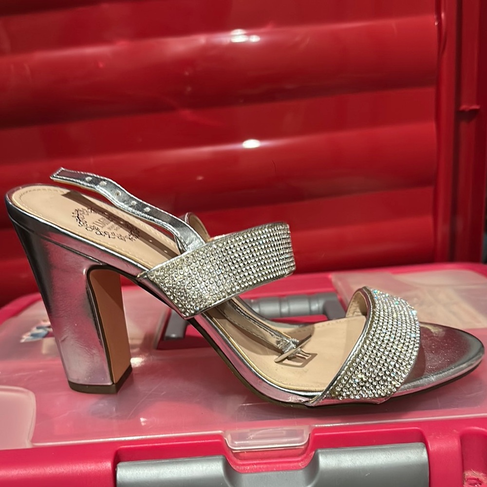 Elegant Silver Rhinestone Heels